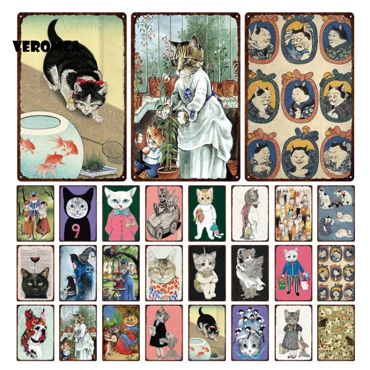 

Жестяной винтажный настенный постер с мультяшными животными, металлическая табличка, декор для сада, дома, стола