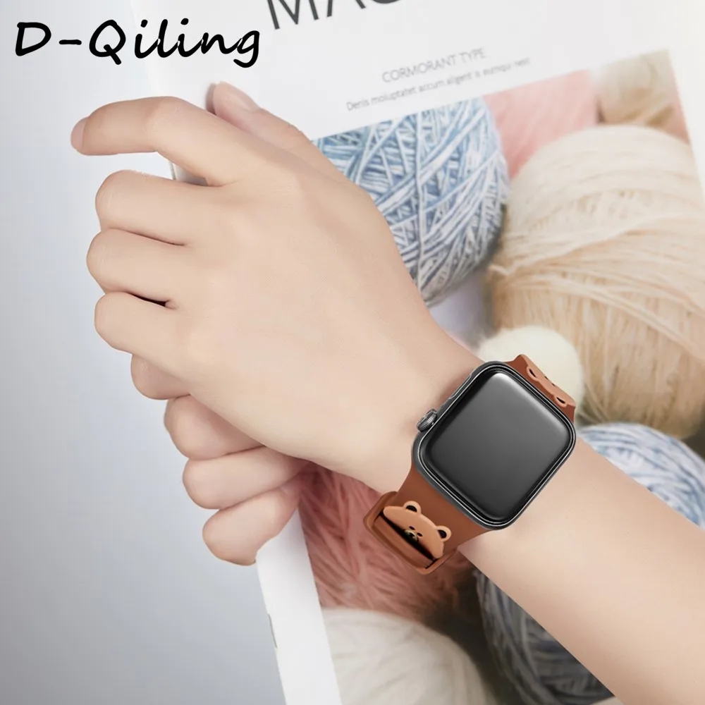 Силиконовый ремешок D Qiling для часов Apple Watch 38 мм 42 40 44 iWatch 2 3 4 сменный