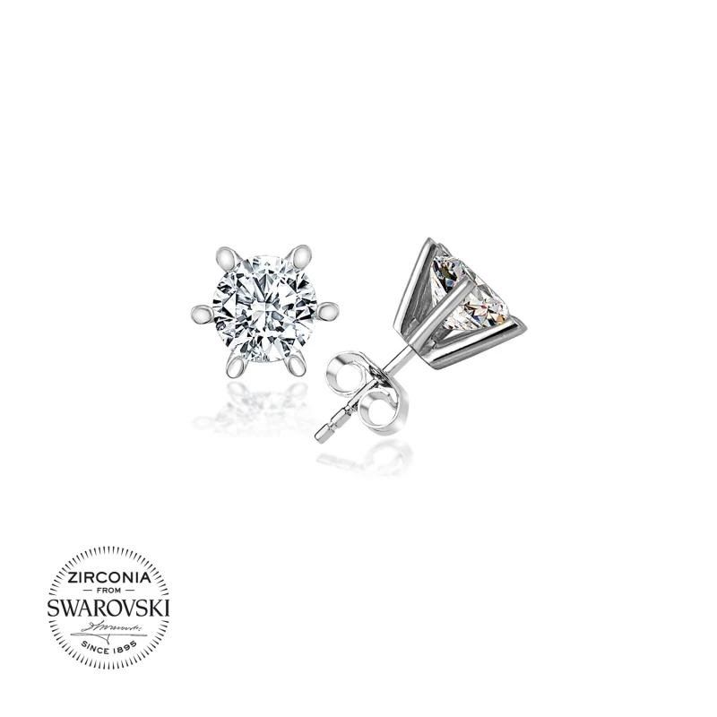 

Silverlina Silver Swarovski Zirconia Cubic Zirconia Solitaire Earrings