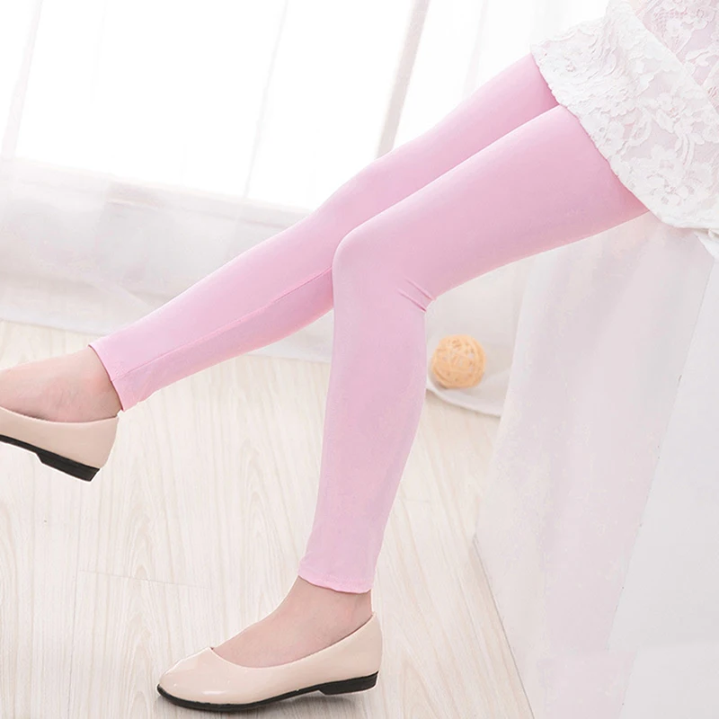 

Брюки для девочек, весна-лето, яркие блестящие леггинсы для девочек, облегающие брюки, детские эластичные леггинсы, однотонные брюки