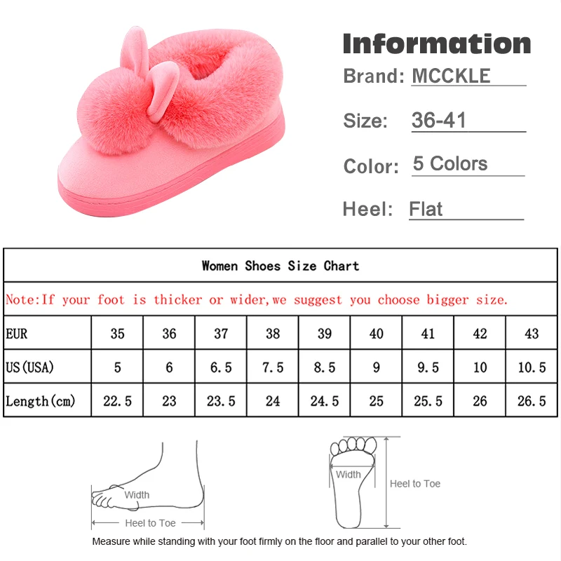 

Women's Slippers Winter Plush Indoor Home Shoes Female Furry Rabbit Ears Couple Slippers Plus Size Ladies Soft Comfort Footwear