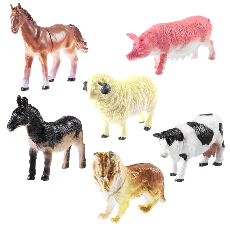 

Экшн-фигурки мини-фермы, игрушки для ролевых игр, птицы, животные, птицы, курица, гусь, лошадь, корова, собака, коза, медведь, 6 шт./компл.
