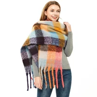 2020 new autumn winter thick women man scarf plaid shawls warm loop yarn scarves shawls luxury neck bandana pashmina plus size