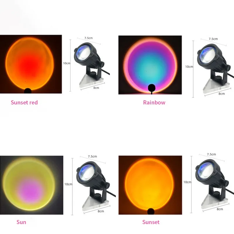 

TT028 Photography Light Rainbow Sunset Lamp Projection Photo USB Supplement Light Creative Desk Lamp Decoration Photo Fill Light