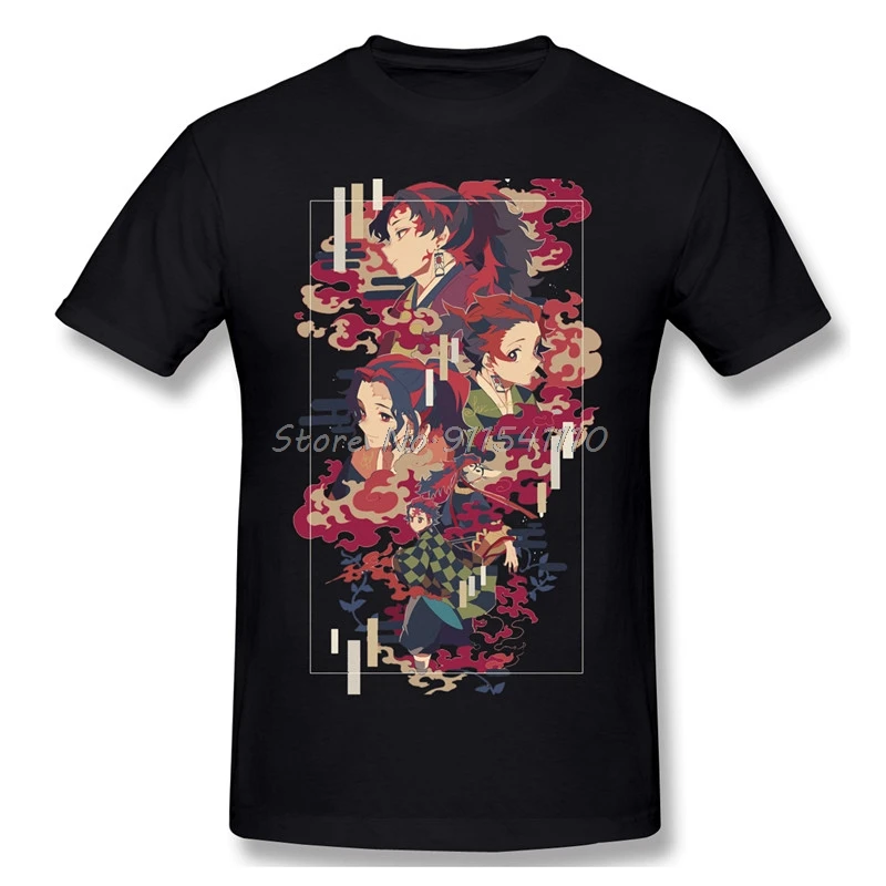 

Characters Cloth Print Oversize T-Shirt Demon Slayer Kimetsu No Yaiba Kamado Anime Homme For Men Fashion Streetwear