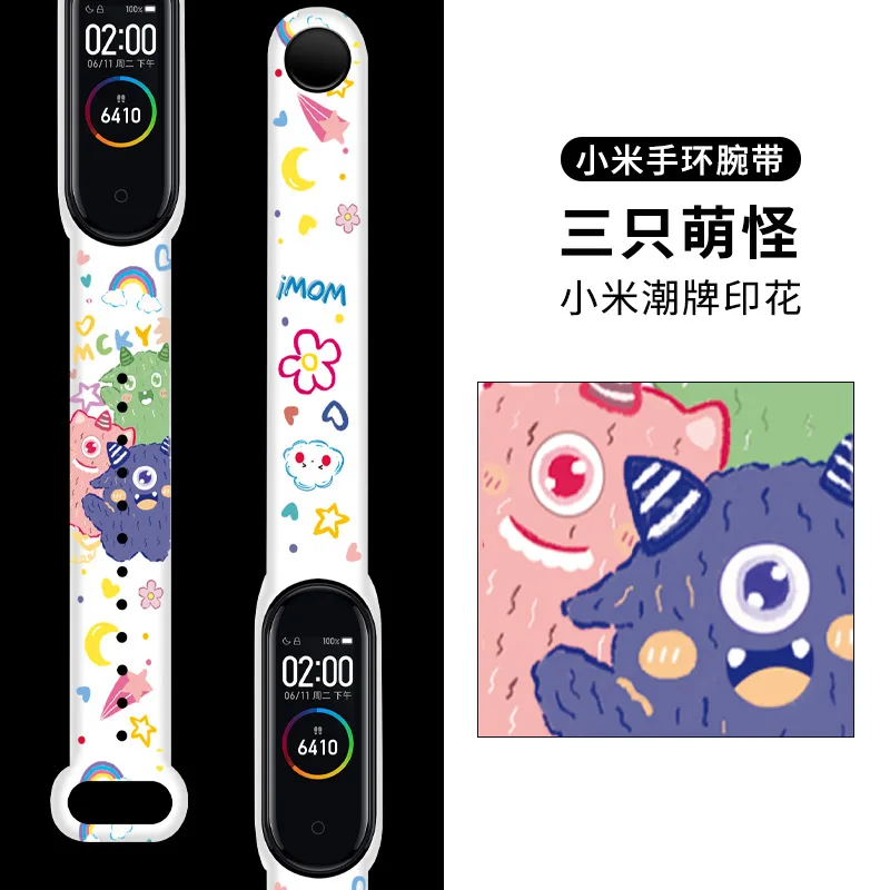 

Silicone Watch strap For Xiaomi Mi Band 6 5 4 Bracelet Mi Band 3 Replacement Cartoon Design Wristband Bracelet mi band 4 Strap