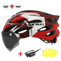 newest road bike mountain bike helmet with tt lens visor men women cycling helmet with rear light sports mtb bicycle helmet