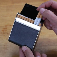 leather 20pcs cigarette container case bank card cigarette box tobacco holder mini storage box father male friend lover gift men