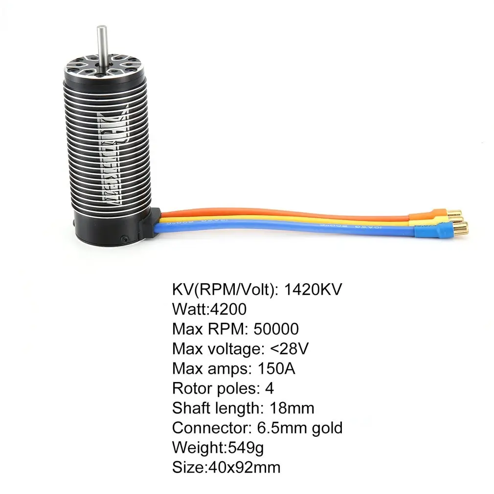 

Rocket 4092 1420KV Brushless Sensorless Motor 4 Pole Sensorless Motor For 1/8 RC Drift Racing Car Model Spare Parts