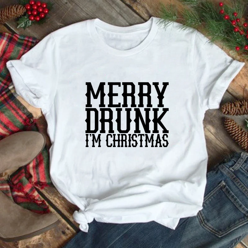 Веселая Рождественская футболка с надписью I'm Christmas забавная Праздничная