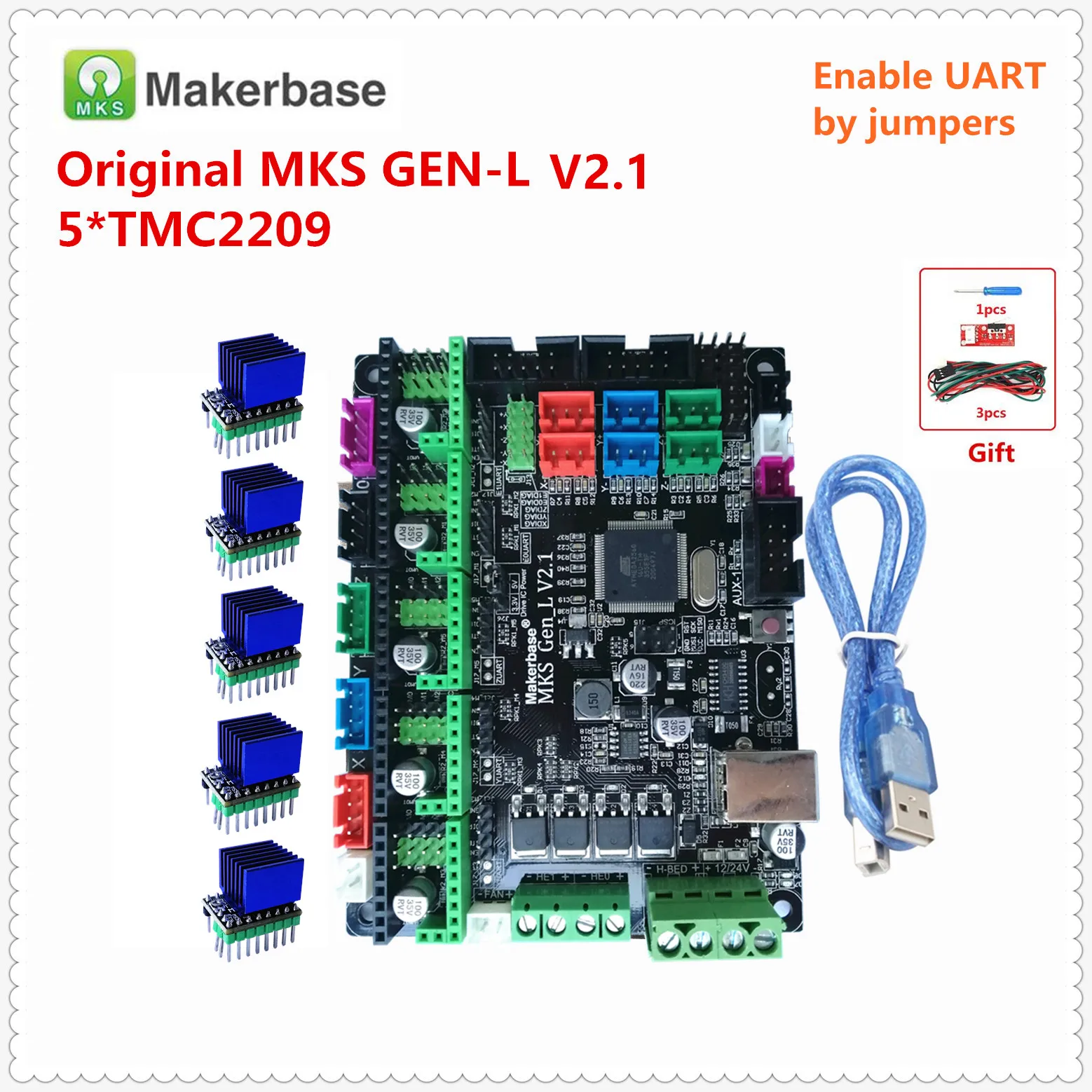 makerbase original mks gen l v2 1 3d printer control card mks motherboard support a4988 drv8825 tmc2130 tmc2208 tmc2209 lv8729 free global shipping