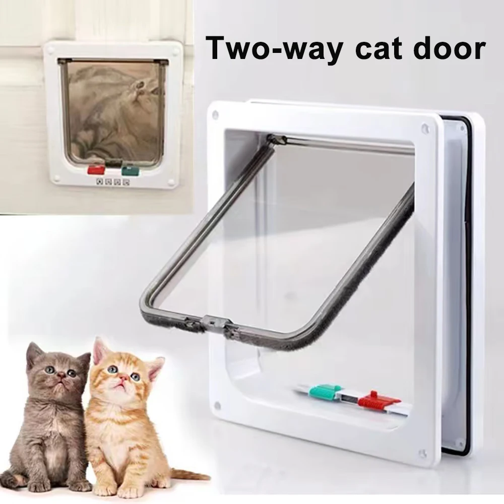 

Магнитная Дверь с откидной крышкой для домашних животных, 4-ходовой замок для кошек и собак, прочные охранные ворота из АБС-пластика