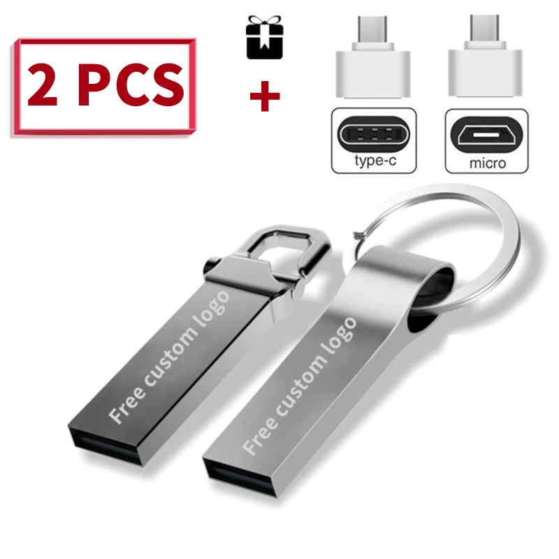 

2Pcs/Lot Metal 128Gb Pen Drive 32Gb Pendrive 8Gb Usb Flash Drive 2.0 Usb Stick 64Gb Memoria Usb 16Gb Флешка 32 Гб Free Logo