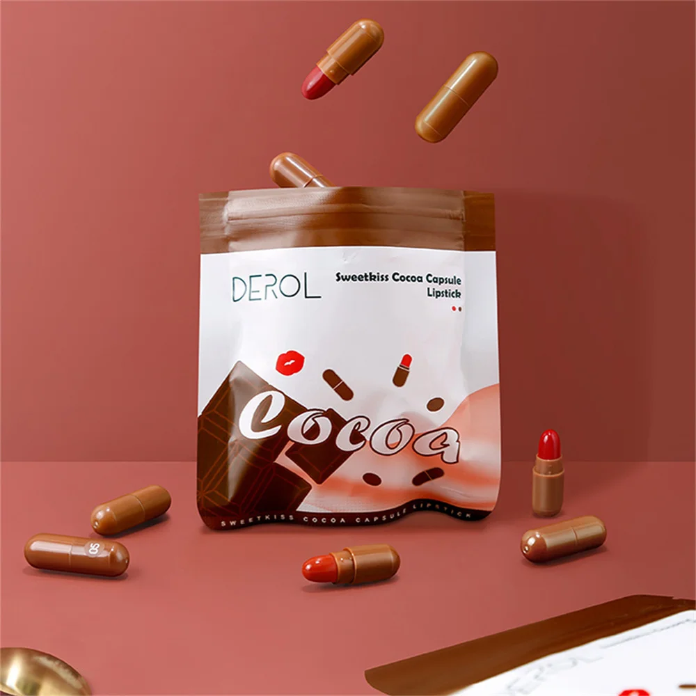 

DEROL 10Colors Lipstick Waterproof Long Lasting Chocolate Capsule Lipstick Mental Matte Lip Gloss Lip Tint Red Lip Makeup