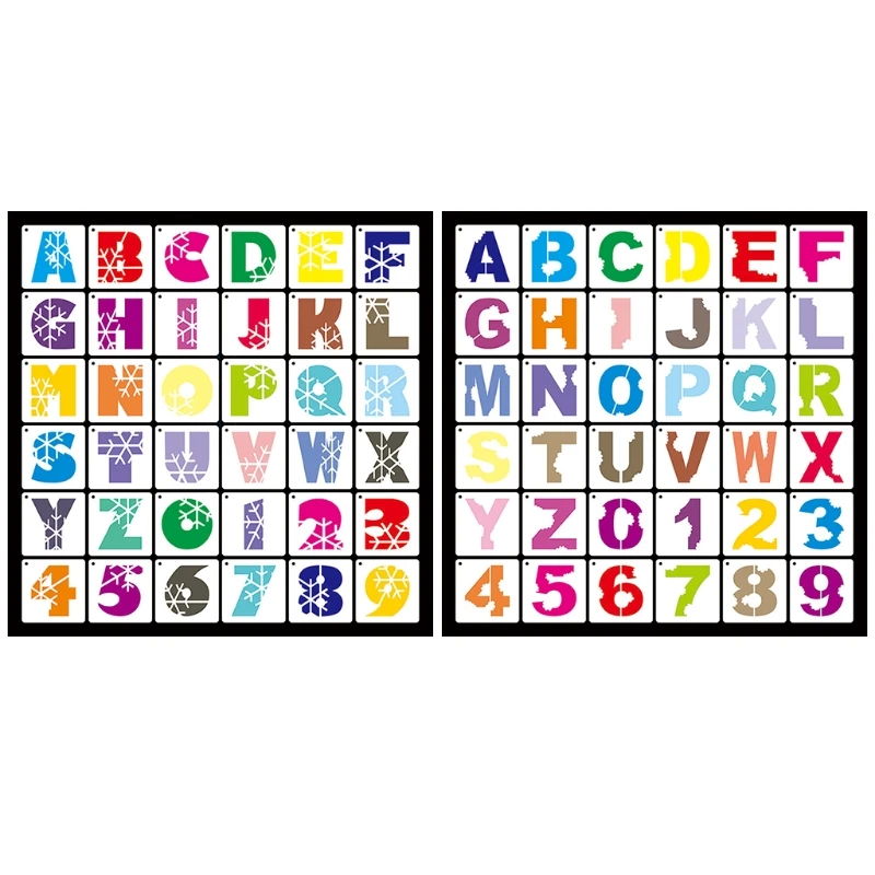 

36pcs/set Letters Number DIY Painting Drawing Stencil Templates Snowflake Cloud Decoration Spraying Art Craft