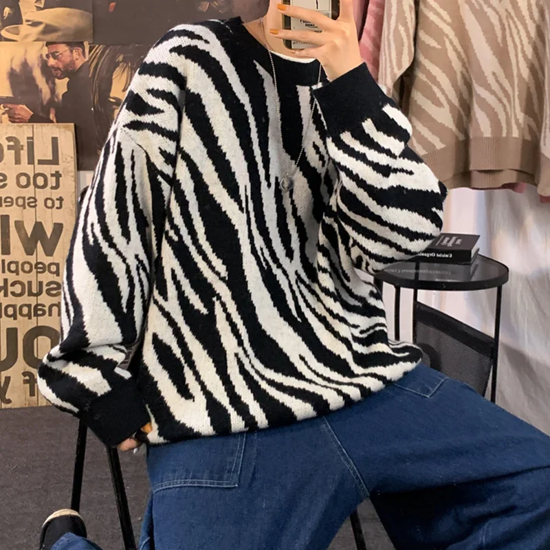 Zebra Sweater Winter Woman Jerseys Korean Fashion  Knitted Ugly Christmas Fairy Grunge Sweater Urban Guangzhou Women's Clothes