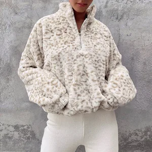 Hirigin, свитшоты с длинным рукавом и леопардовой овечьей шерстью, Осень-зима, женские модные пуловеры большого размера 2021