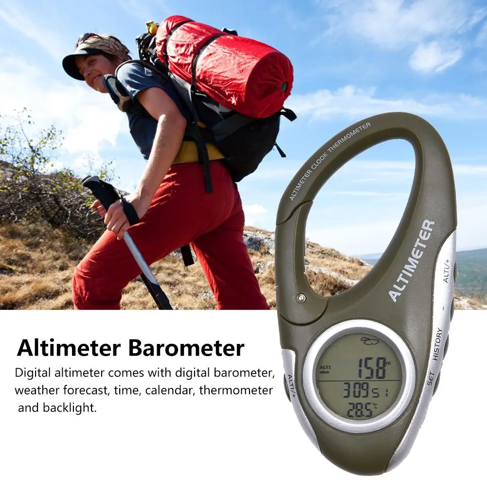 

Multi-function Altimeter Thermometer Portable Carabiner Altimeter Weather Monitor For Climbing Camping Outdoor Altimeter Tools