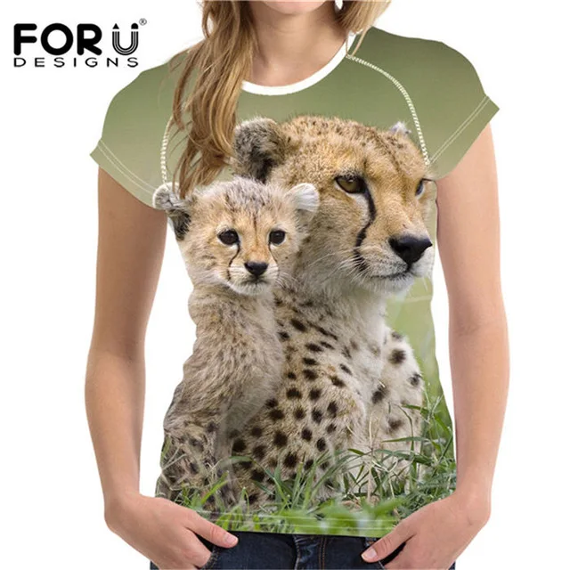FORUDESIGNS/Новинка; женская футболка с принтом тигра; Летняя женская дышащая футболка с леопардовым принтом и короткими рукавами; футболки; 1 - Цвет: XQ0362BV