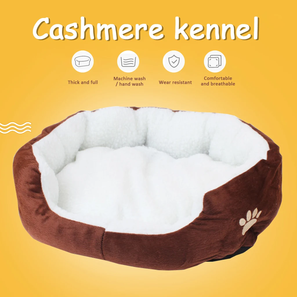 Теплая мягкая кровать для собаки моющаяся длинная плюшевая собачья Конура