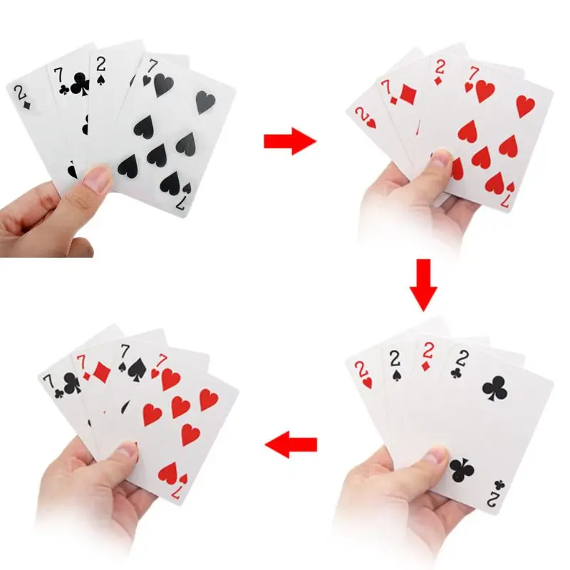

4 Cards 7 To 2 Transformer Magic Tricks Magic Props Close Up Magic Toy Kids Toy