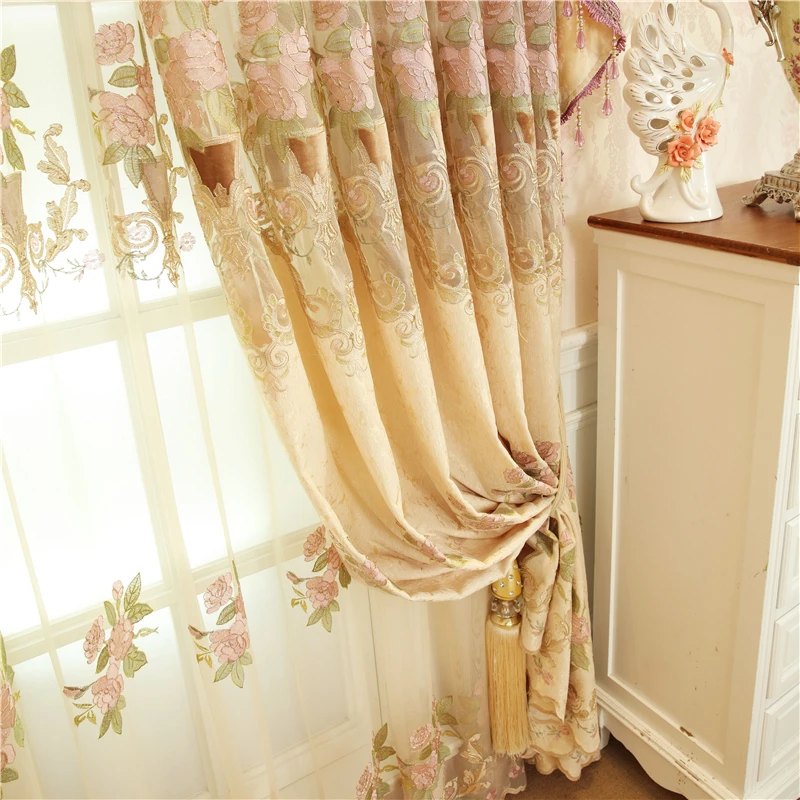 Европейская роскошная вышитая вилла занавески для гостиной высококлассные