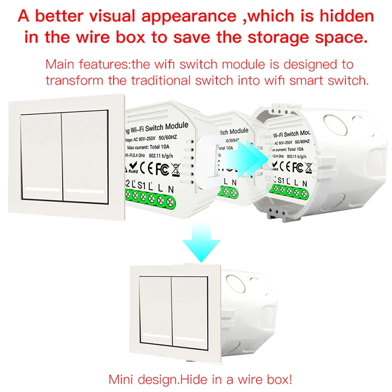 2 банды DIY Wifi умный светильник выключатель модуль умная жизнь Tuya приложение