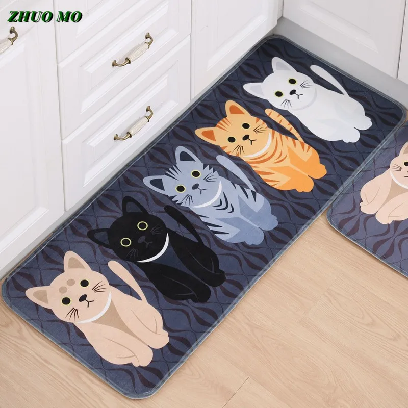 

Kawaii Welcome Floor Mats, Animal Cat Printed, Bathroom, Kitchen Carpets, Doormats, Living Room, Anti-Slip Tapete