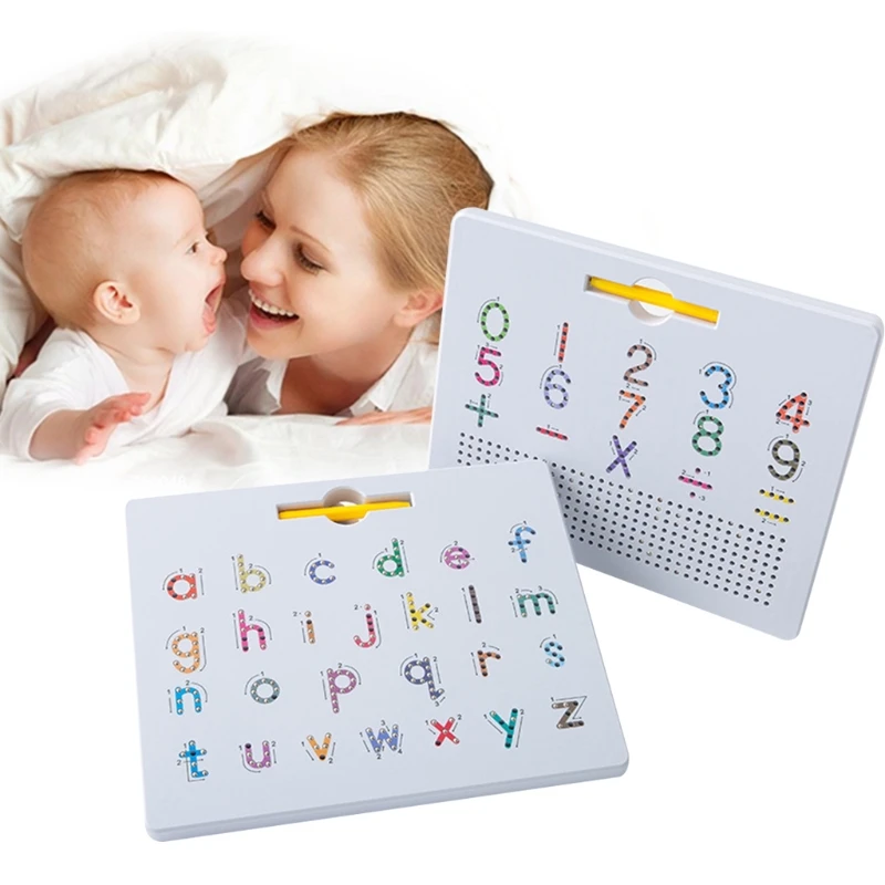 

Magnetic Letters Board, 2 in 1 Alphabet ABC Uppercase Letter Tracing Board and Number Tracing Board, Learn Writing Drawi