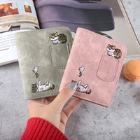 embroidery cat women wallets short zipper coin purses female kawaii solid color mini cards holder clutch phone bag