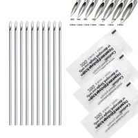 100pcs 12g13g14g16g18g20g disposable tattoo sterile body piercing needles with box for ear nose navel nipple free shipping