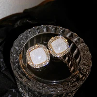 new popular design geometric square resin earrings for women girl jewelry s925 needle shiny aaa zircon stud weddings party gift