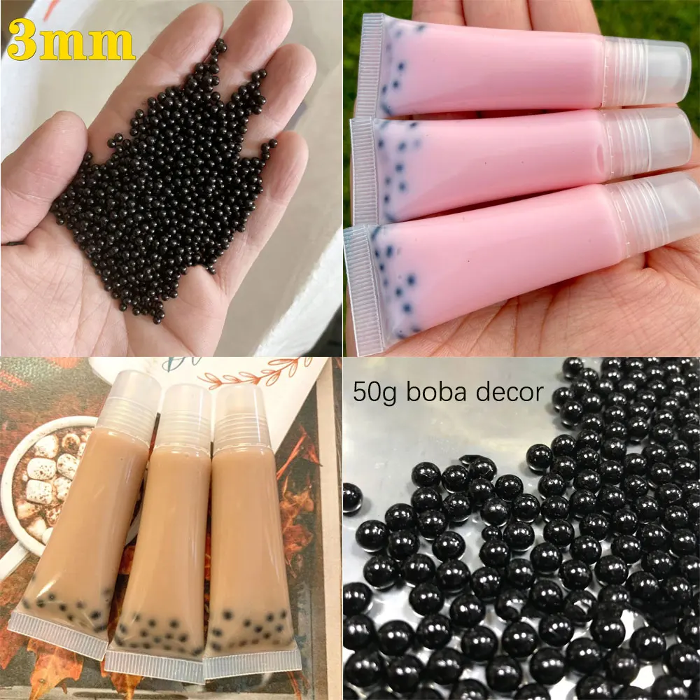50g/pack Boba Decor For Lip Gloss Diy Lipgloss Base Gel Oil Pearl Bubble Tea Style Liquid Lipstick Making Material 3mm - купить по
