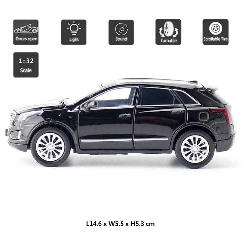 HOMMAT 1:32 черный 2020 Cadillac XT5 внедорожник модель автомобиля металлический сплав литья