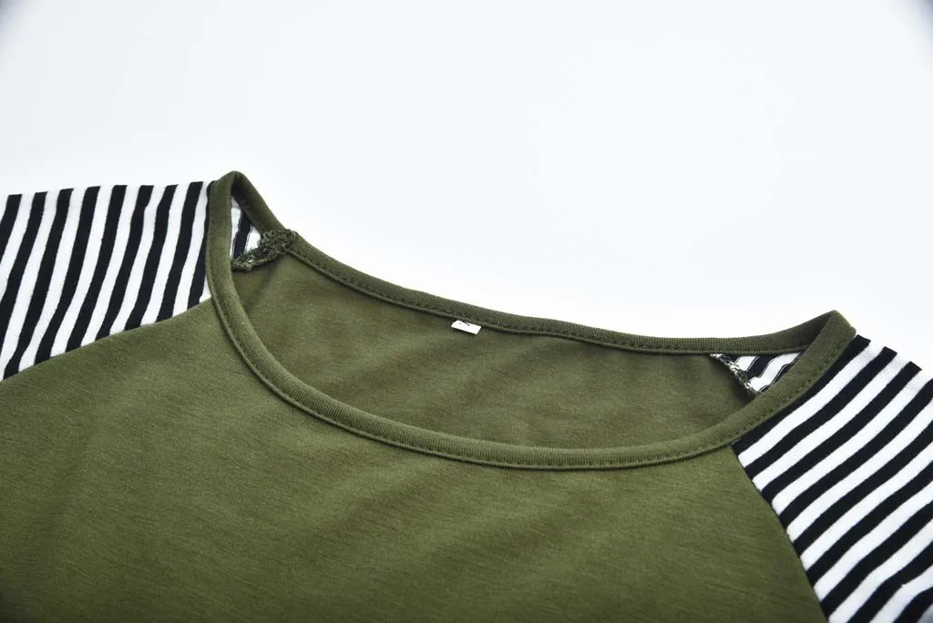 

TELOTUNY Women's Pregnant Nursing baby Tops maternity Long Sleeve T-Shirt Stripe Breastfeeding cotton blouse clothes ZN07