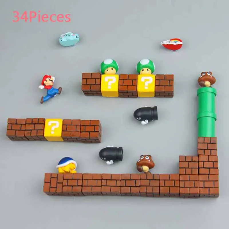 34 Combinations 3D Super Mario Bros. Магниты на холодильник стикер сообщений смешные девочки мальчики для малышей детей студентов игрушки на день рождения - Цвет: 34 Combinations