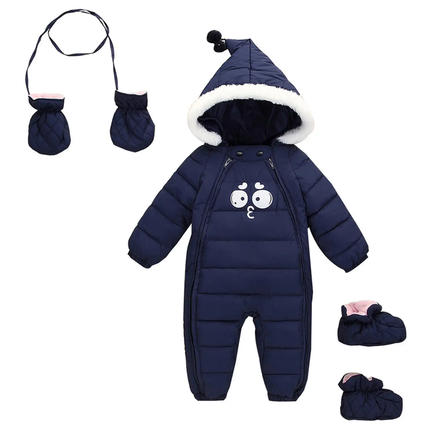 3pcs Winter Newborn Hooded Thick Rompers Gloves Cotton boots Baby boy girl Clothes Outfit Jumpsuit toddler Romper Down Parkas | Мать и