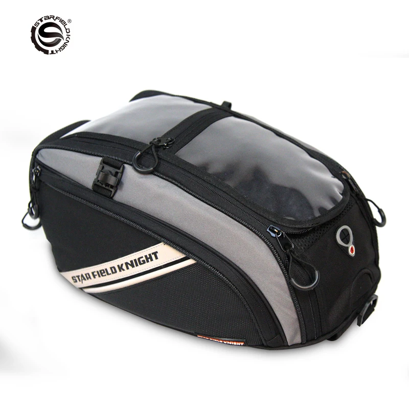 SFK Black Good Quality Transparent Motorcycle Riding Helmet Backpack/ Motorbike Racing Rear Back Seat Storage Tank Bag Motocross