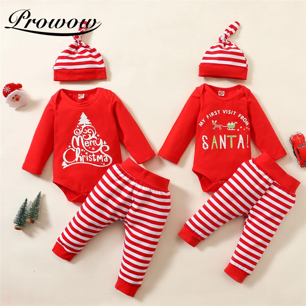 

Prowow 0-12M Baby Christmas Costume Letter Printed Newborn Bobysuit+Pant Set Festival Party Kids Toddler Girls New Year Clothing