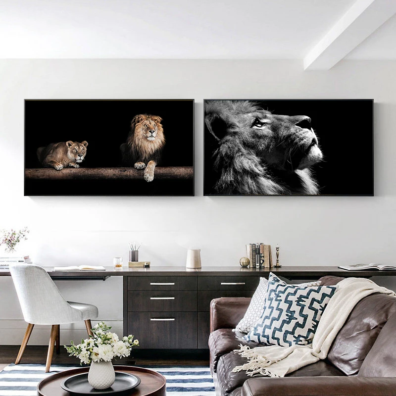 

Modern Brown Wild Lion Art Canvas Painting Posters And Prints African Animal Wall Art For Living Room Home Decoration Cuadros
