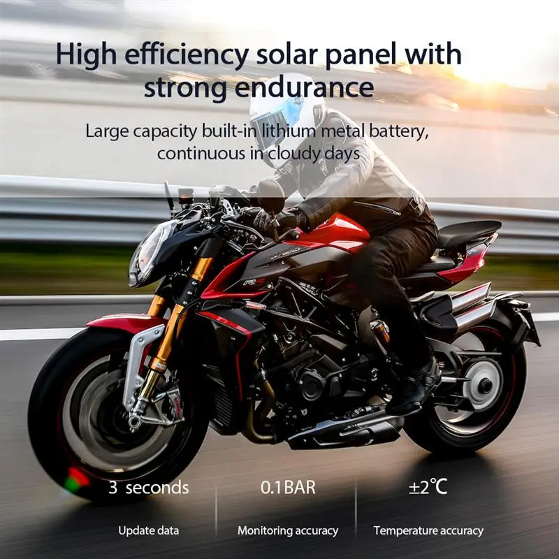 Солнечный мотоцикл TPMS беспроводной водонепроницаемый монитор давления в шинах