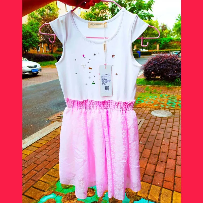 

Новые брендовые платья для девочек, летняя детская одежда, модное милое сетчатое платье принцессы розового и белого цвета без рукавов со ст...