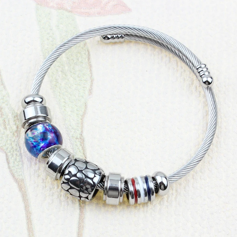 Браслет из нержавеющей стали с леопардовым узором стеклянный браслет в античном