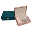 Новая двухслойная кожаная шкатулка для украшений, серьги-гвоздики, коробка для хранения с орнаментом, многофункциональный большой дисплей для упаковки ювелирных изделий