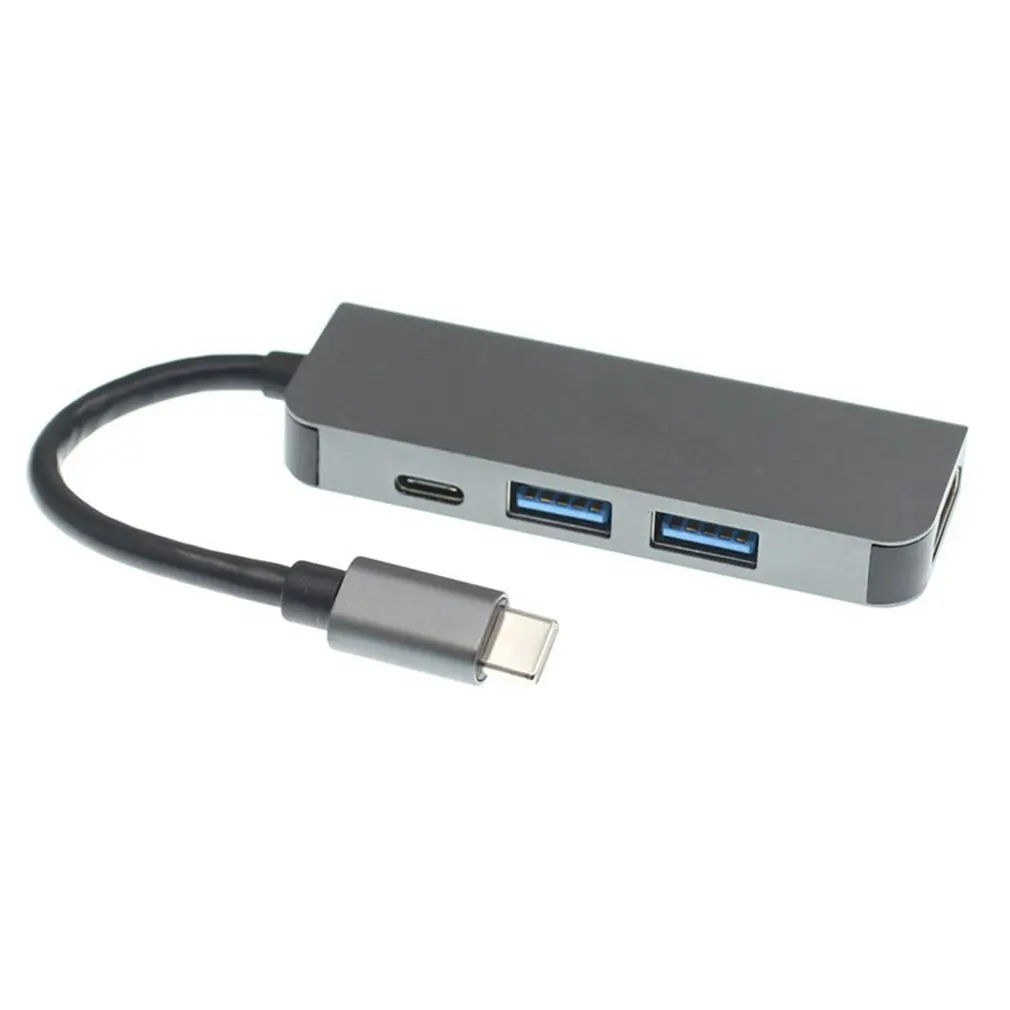 

4-in-1 Docking Station Type-C To USB3.0x2+PD+HDMI-Compatible Multifunctional Split Line Card Reader Hub Plug And Play