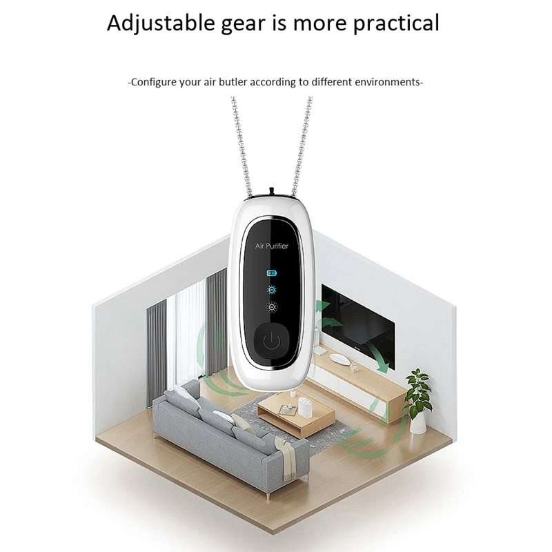 

2 Pcs Fashion Personal Wearable Air Purifier Necklace Mini Air Freshener Ionizer Negative Ion Generator, White & Black