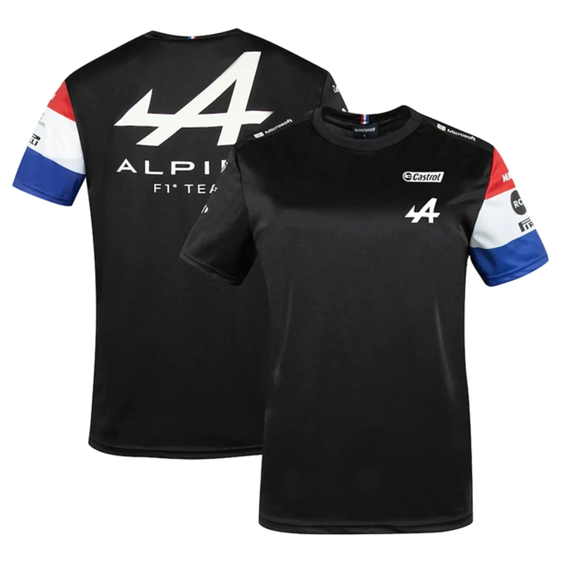 

Nuevo 2021 alpino F1 equipo Motorsport Alonso coche de carreras camiseta de Fans azul negro transpirable Jersey camisa de manga