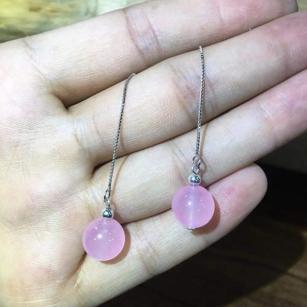 Серьги с подвеской в виде лошади из розового кристалла серебряные Простые