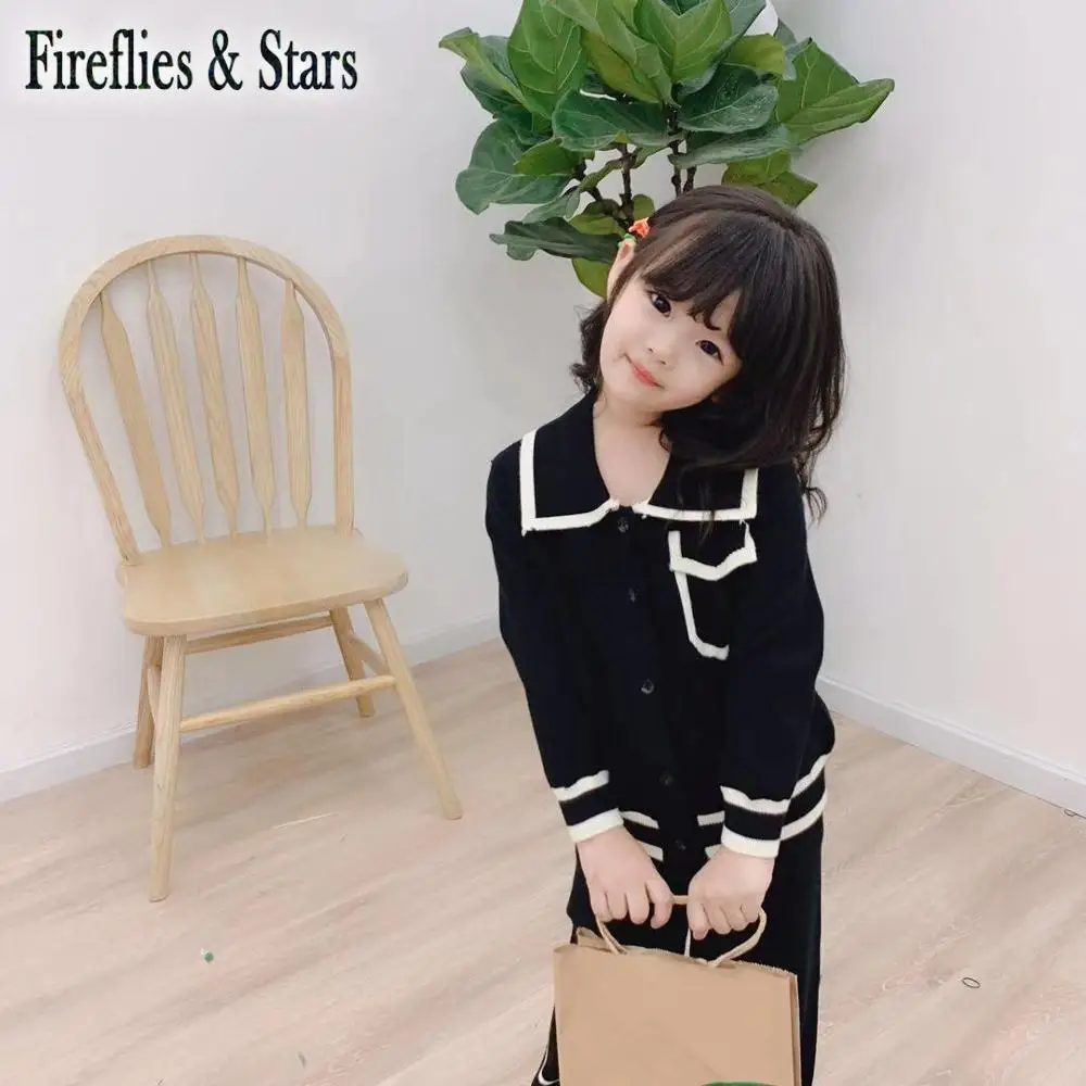Spring Autumn girls 2 pcs set baby cardigan + wide pants kids knitted suit children brand clothes striped pocket 4 to 12 yrs | Детская