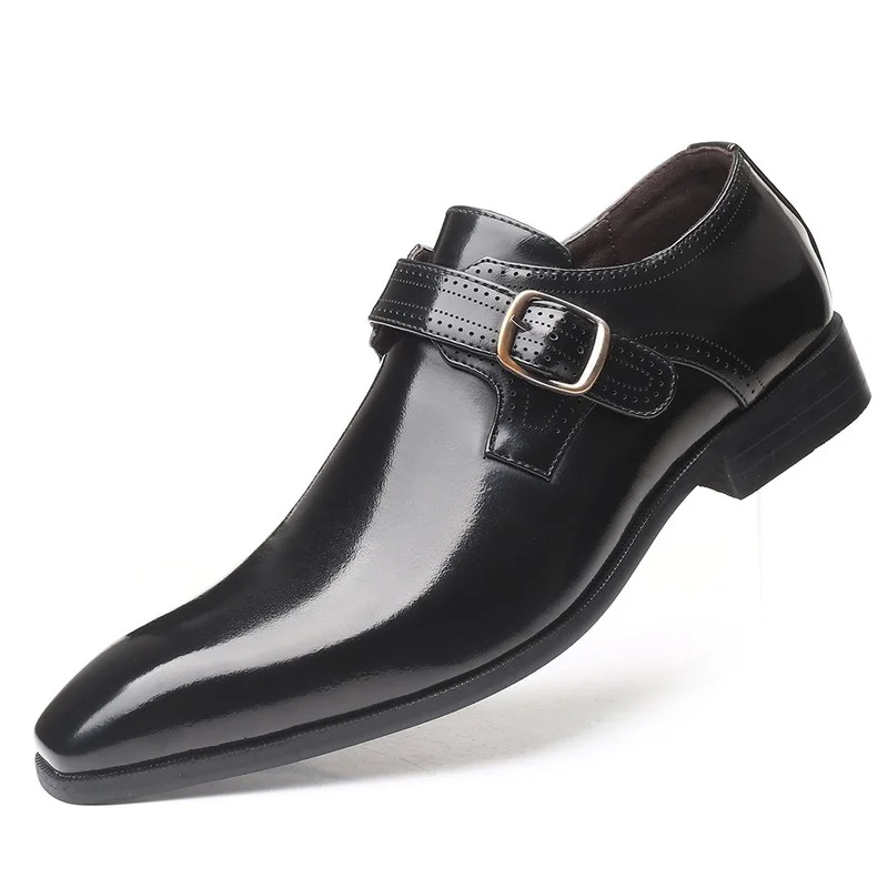 

2021 Men's PU Leather Shoes Low Heel Buttoned Dress Shoes Spring Ankle Boots Retro Classic Men's Casual Business Leather Shoes